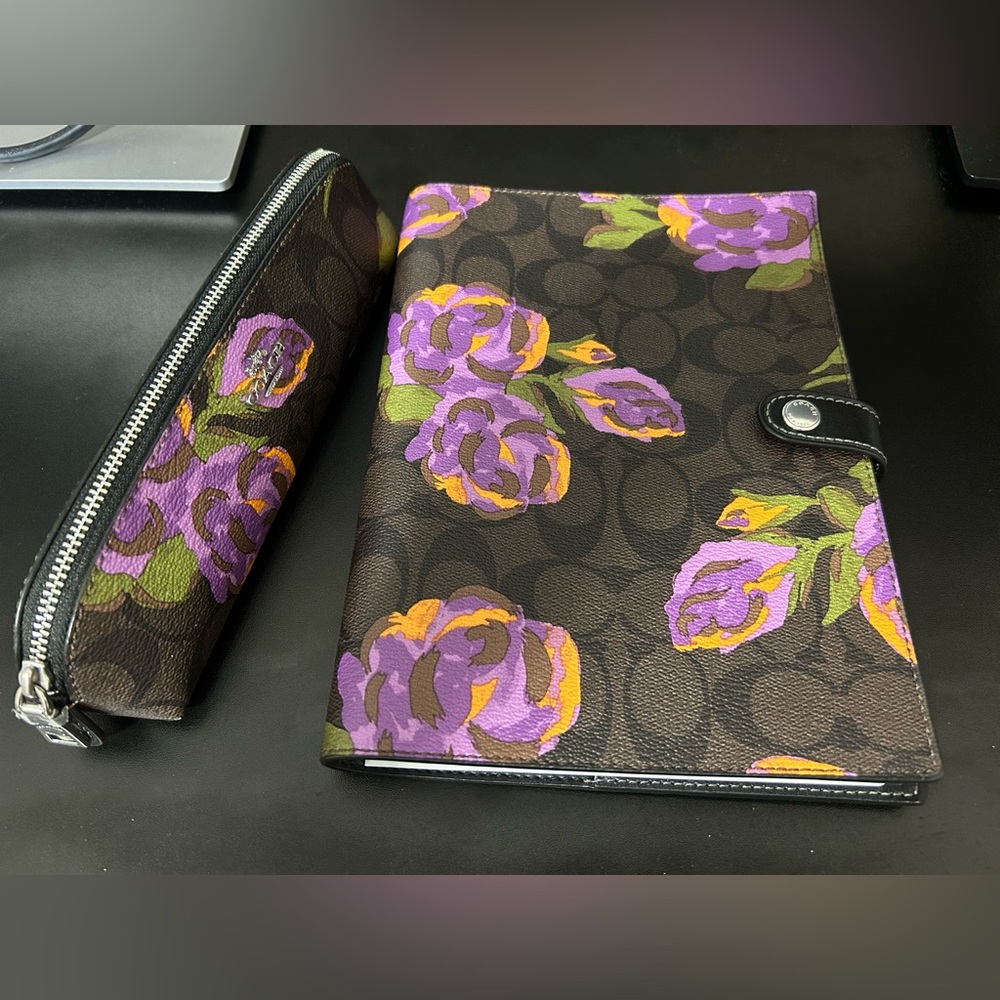 Coach signature canvas notebook and pencil case